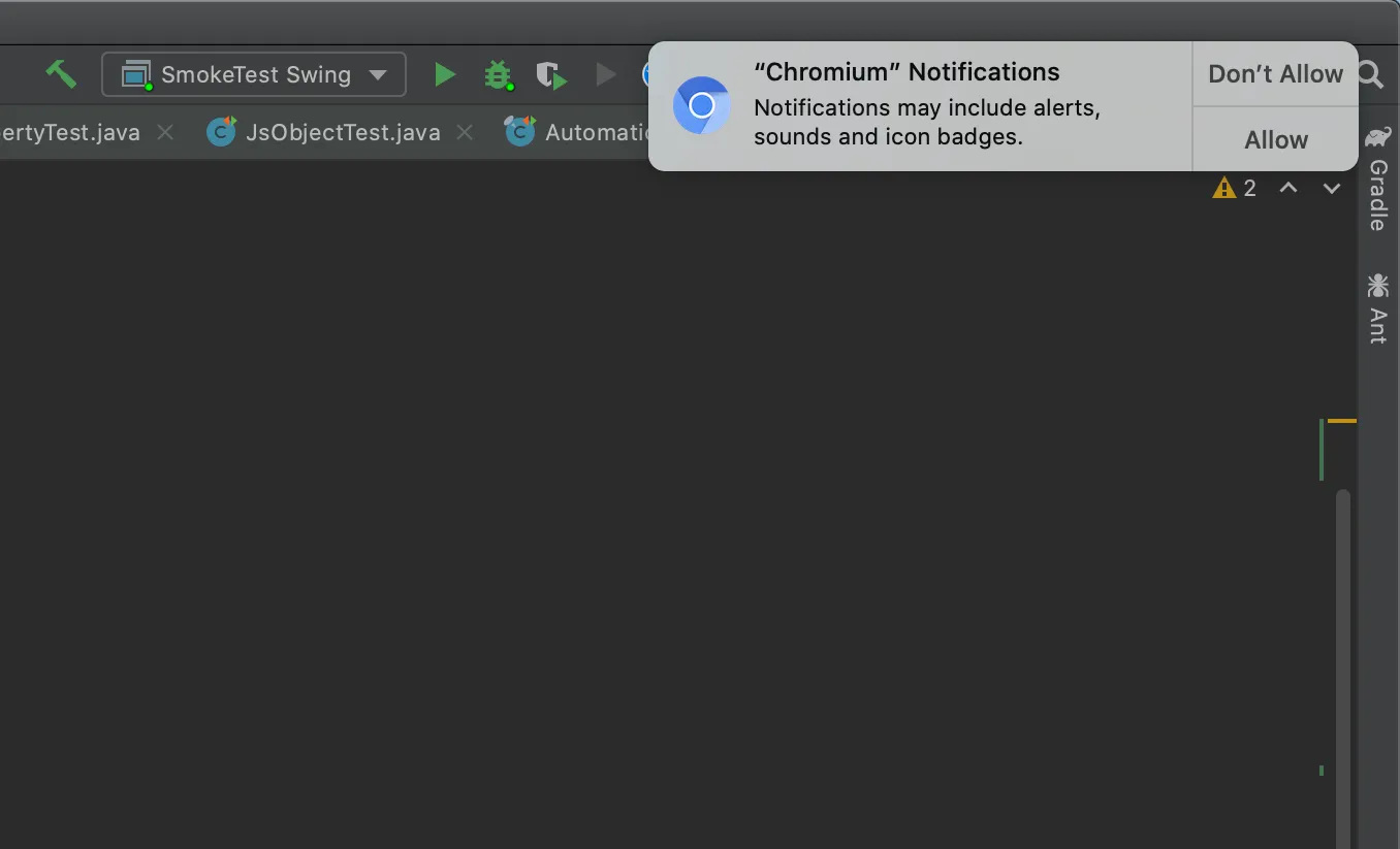 Chromium 通知授权提示（macOS）